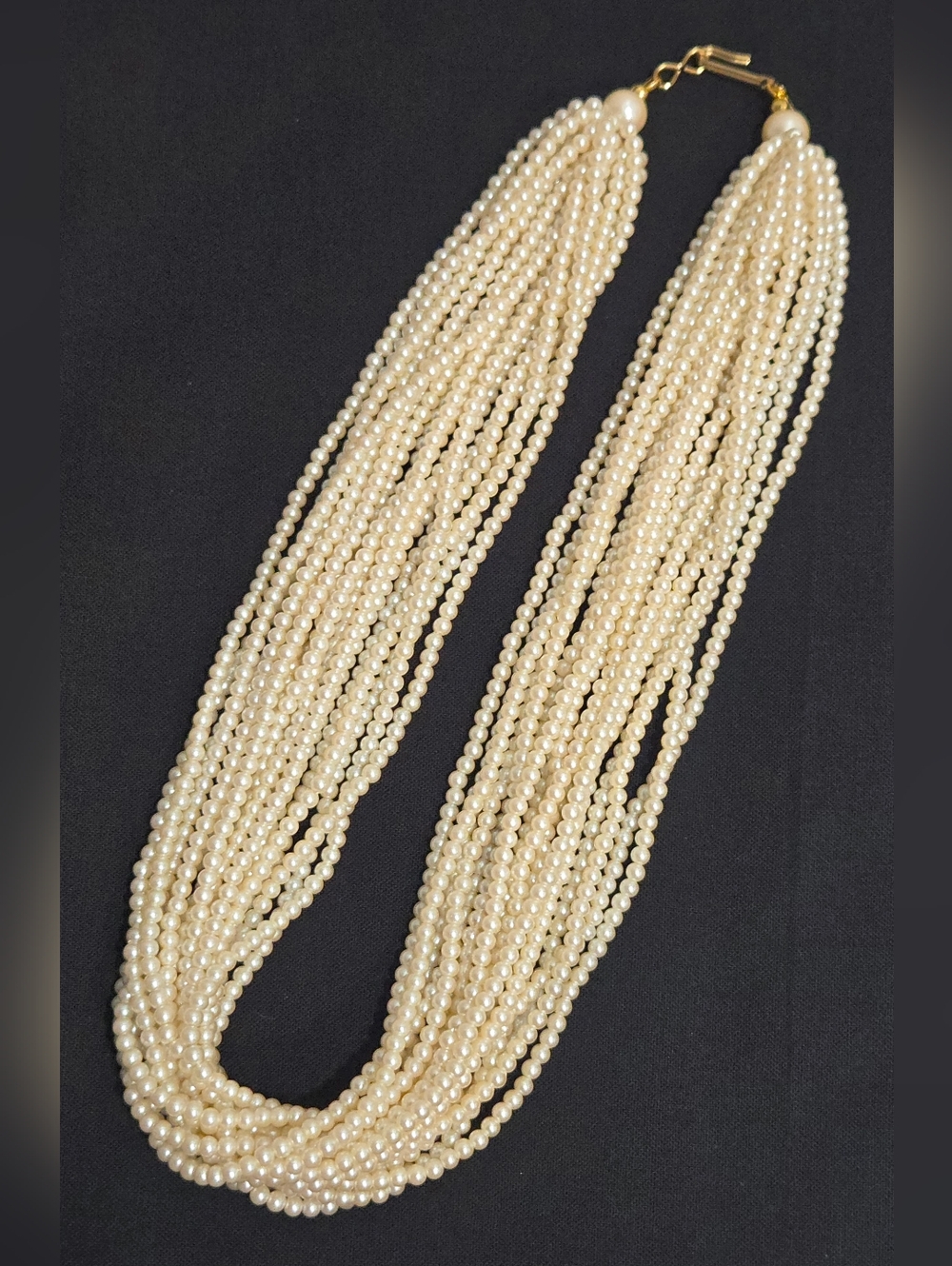 1980s Multistrand Pearlescent Necklace - Women Jewelry / Updated Clasp